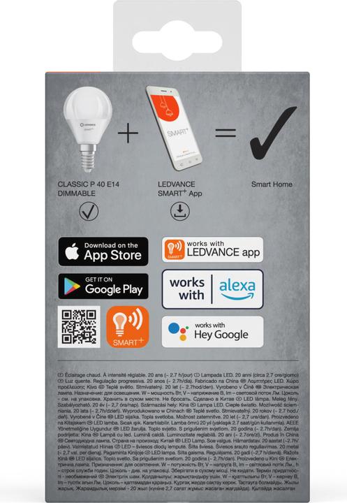 Actual product image Ledvance Smart+ Wifi Mini Bulb (E14, 4.90 W, 470 lm, 1 x, F)