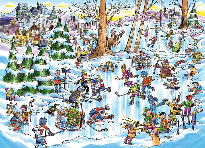Actual product image Cobble Hill Puzzle 1000 pieces DoodleTown: Hockey Town (1000 pieces)