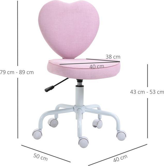 Immagine prodotto Swisshandel24 Sedia direzionale per computer a forma di cuore in tessuto di lino rosa