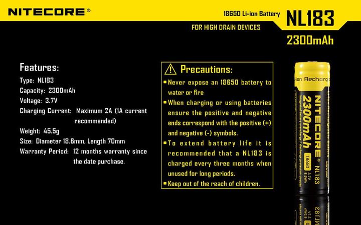 Actual product image Nitecore Nl 183