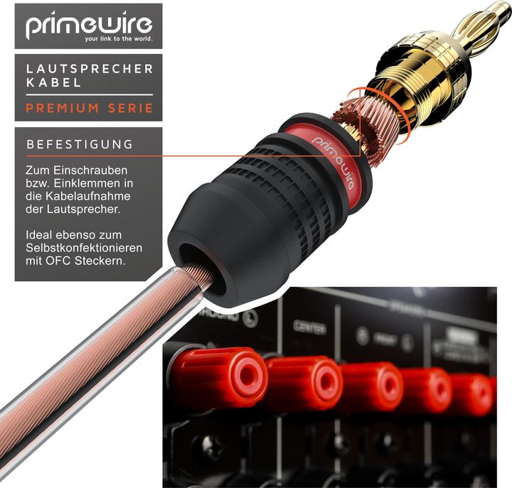 Produktbild Primewire Lautsprecherkabel OFC Kupfer 2 x 2,5 mm² Boxenkabel, Audio Kabel, Speaker Cable, LS Kabel (50 m, 2.50 mm²)