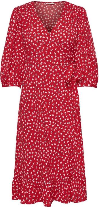 Only 3/4 Sleeve Wrap Midi Dress (S)