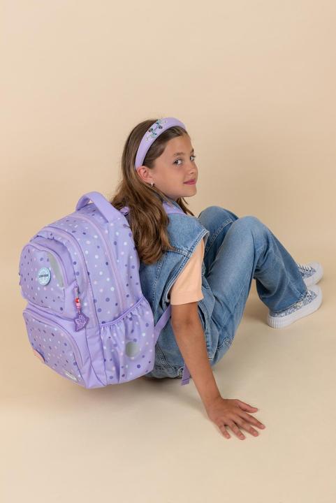 Actual product image Belmil Maxi Pack Schulrucksack mit Brustgurt 2tlg. Set "Purple Dot (22 l)
