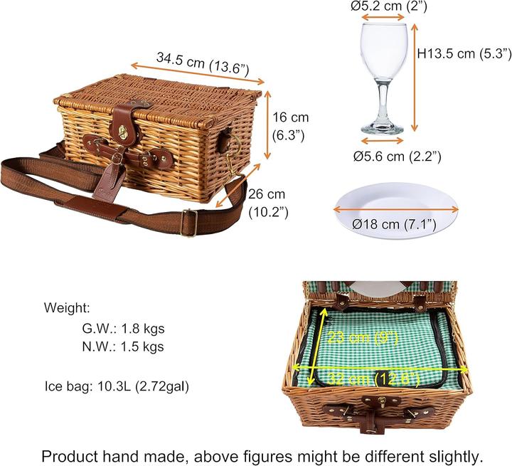 Immagine prodotto EGenuss Picknickkorb mit abnehmbarem Schultergurt