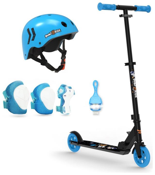 Actual product image Buki France Ride Space 125mm With Safety Pack - Folding Aluminium Skate Set Blue for children 6-