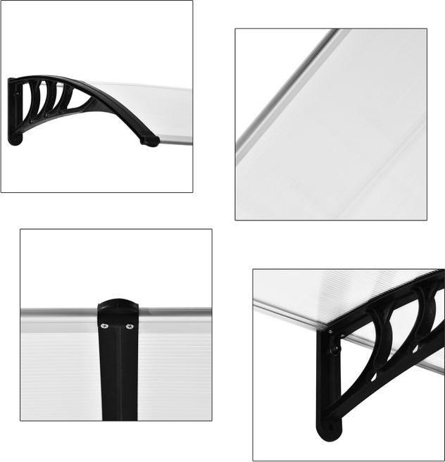 Actual product image Swisshandel24 Canopy for front door 75x195x23 cm 5mm polycarbonate aluminium transparent