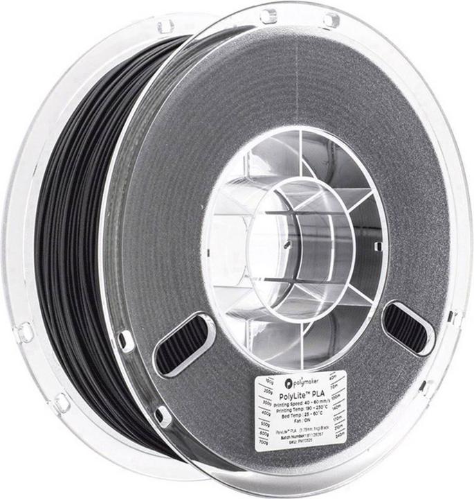 Produktbild Polymaker PolyLite PLA Schwarz 2,85 mm 3,000 g (PLA, 2.85 mm, 3000 g, Schwarz)