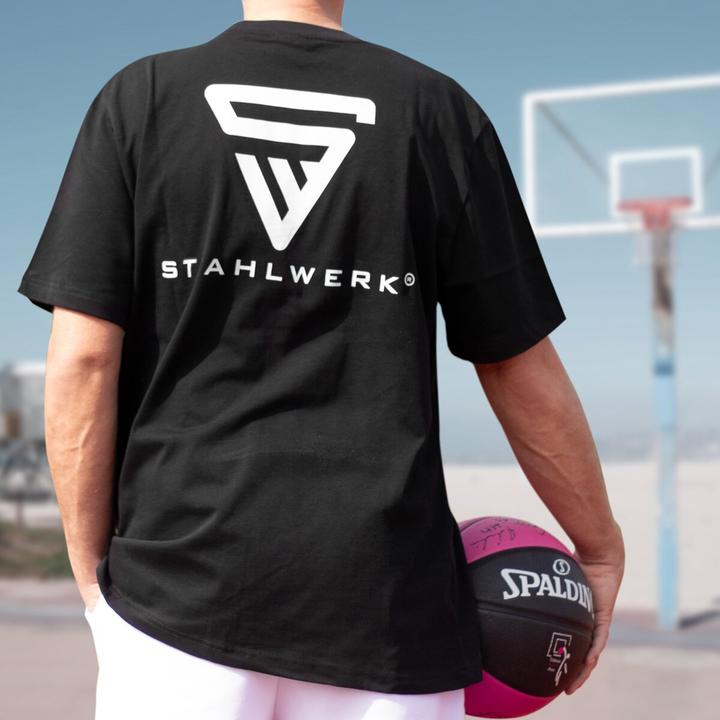 Actual product image Stahlwerk T-shirt Black Size XXL Short-sleeved shirt with logo print 100% cotton (XXL)