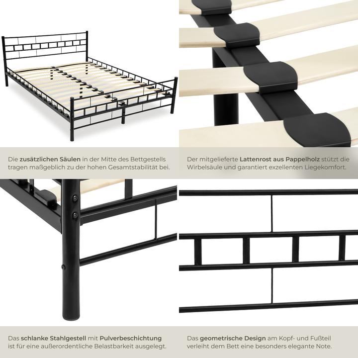 Produktbild tectake Metallbett (200 x 180 cm)