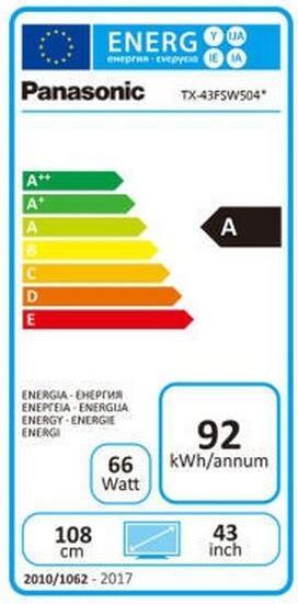 Energie-Label Panasonic Tx-43fsw504s (43", LCD, Full HD, 2018)