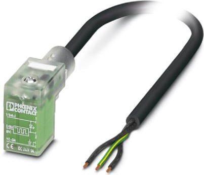 Actual product image Phoenix Contact Valve connector with molded cable 1401542 Black SAC-3P- 3,0-PUR/CI-1L-R-ES Content: 1 pc.