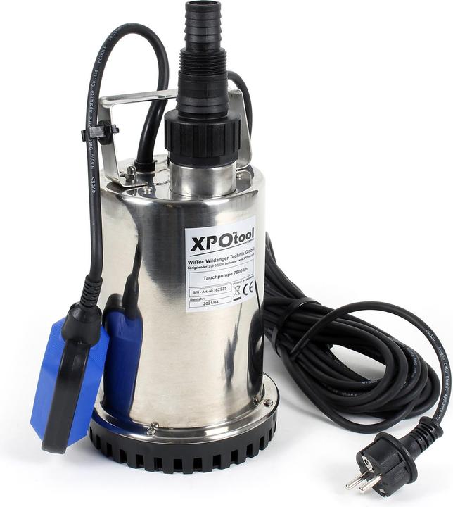 XPOtool Tauchpumpe 7500l/h Schmutzwasserpumpe 400W Gartenpumpe Brunnenpumpe (Schmutzwasserpumpe)