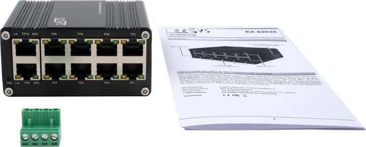 Productafbeelding Exsys Industriële mini PoE schakelaar 10x 1 Gbps (10 Havens)