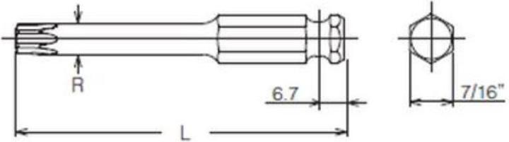 Actual product image Koken TORX® bit (Hexagon socket TX M40)