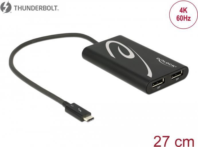 Produktbild Delock Monitoradapter Thunderbolt 3 zu 2xDP-Buchse (DP, 27 cm)