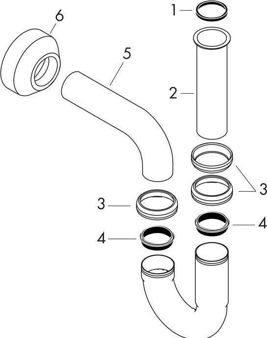Image du produit hansgrohe HG Siphon tubulaire modèle standard chrome (Siphon tube, 1 1/4")