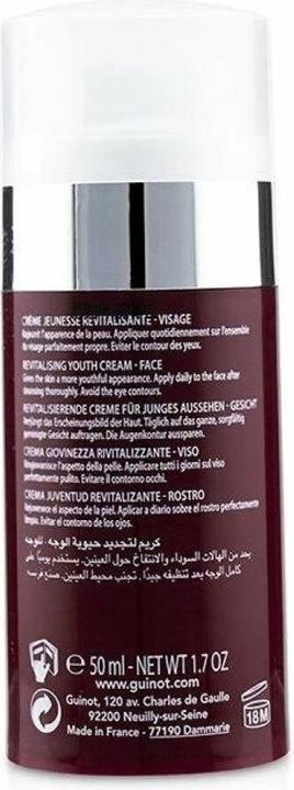 Valeurs nutritives et ingrédients Guinot Trés Homme Longue Vie Homme Soin visage revitalisant pour hommes 50ml (50 ml, Crème de jour)