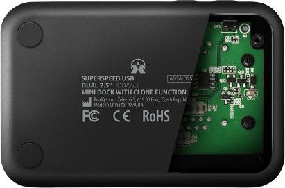 Produktbild Axagon ADSA-D25 storage drive docking station USB 3.2 Gen 1 (3.1 Gen 1) Type micro-B Black (2.5")