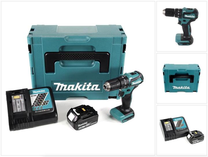 Produktbild Makita DHP 483 RT1J Akku Schlagbohrschrauber 18V 40Nm im Makpac + 1x 5,0 Ah Akku +Ladegerät (Akkubetrieb)