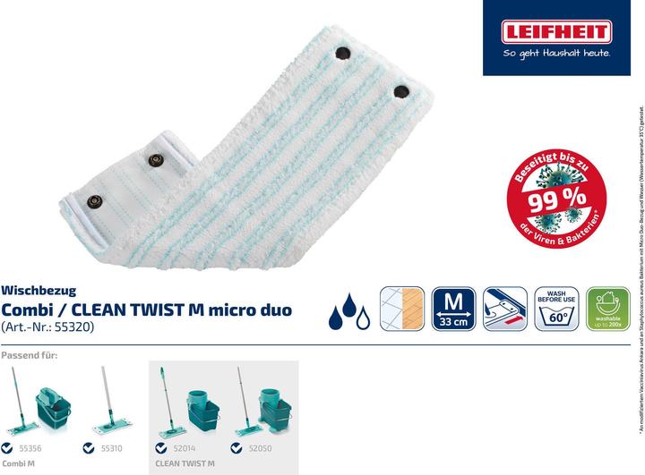 Produktbild Leifheit Bundle Wischbezug CLEAN TWIST M / Combi M micro duo (2er Set) (2 Stk.)