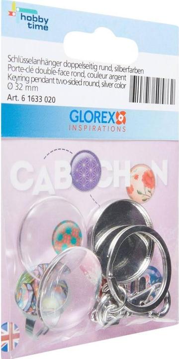 Actual product image Glorex Keychain double sided round silver Ø32mm