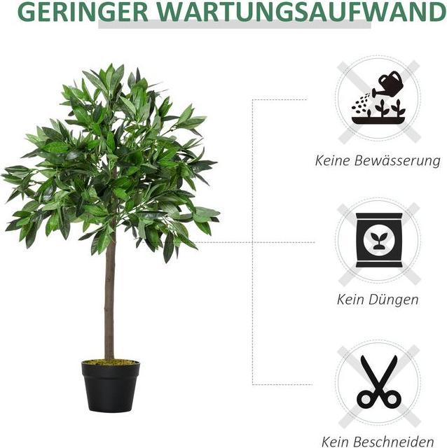 Actual product image Swisshandel24 2er-Set Künstlicher Lorbeerbaum 90 cm Kunstpflanzen im Zementtopf, Zimmerpflanze (90 cm)