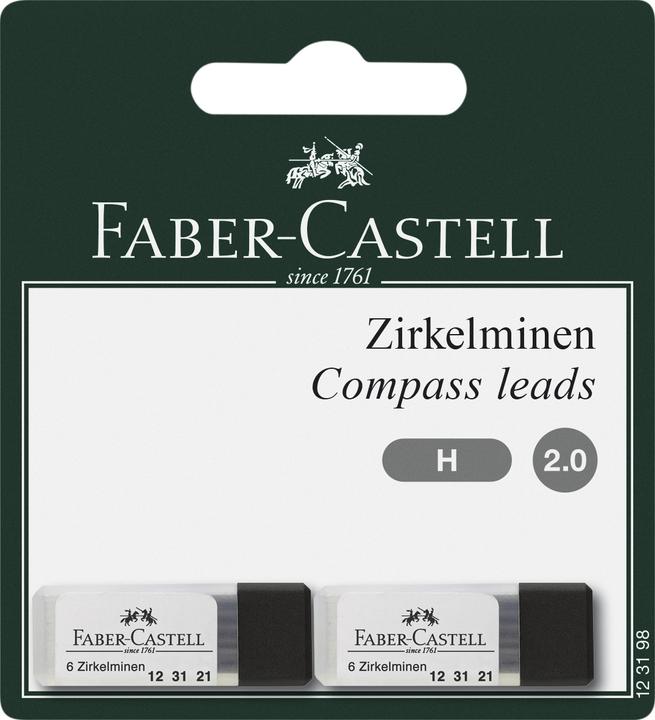 Produktbild Faber-Castell Zirkelminen H 2mm, 2x6 Stück (Zirkelmine, Transparent, Schwarz, 2 mm)