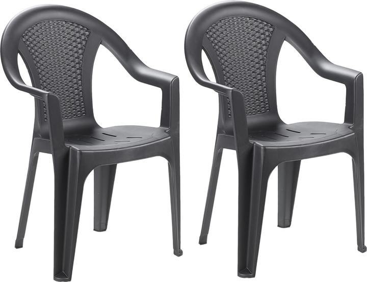 Actual product image Mojawo 2 pieces stacking chair rattan look anthracite