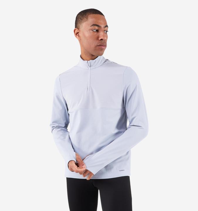 Produktbild Kiprun Laufshirt langarm Herren mit Reissverschluss - Run 500 warm grau (M)