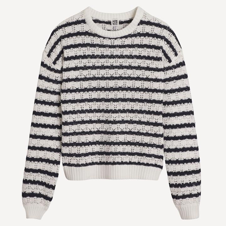 La Redoute Collections Gestreifter Feinstrickpullover mit Rundhalsausschnitt & Pointelle-Muster (102)