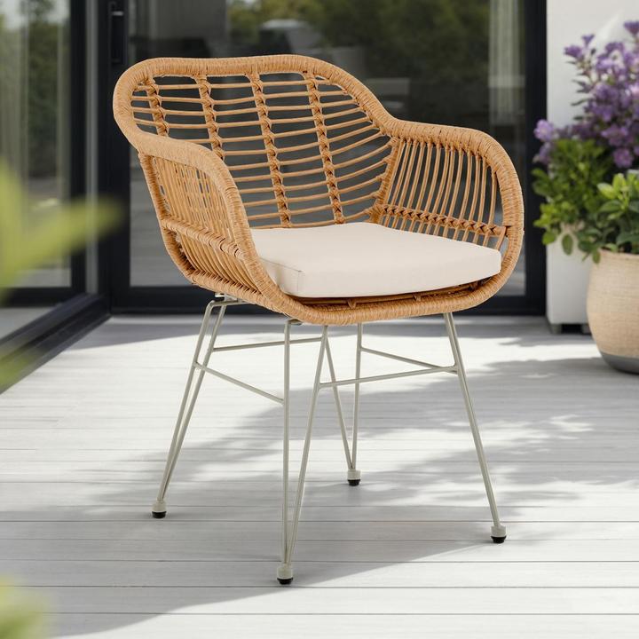 Actual product image IDIMEX Gartenstuhl PARAMO aus Polyrattan – Natur/Beige