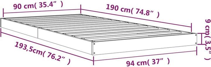 Actual product image VidaXL Bett Kiefer (90 x 190 cm)