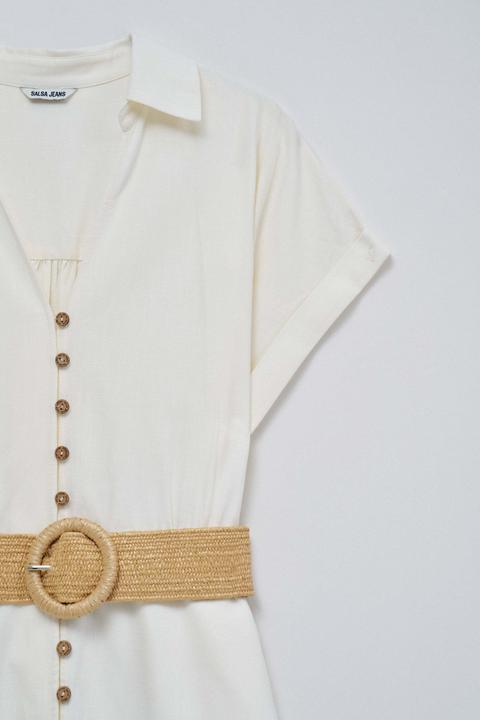 Produktbild Salsa Jeans Midikleid Linen Shirt Dress With Front Buttoned Belt (L)