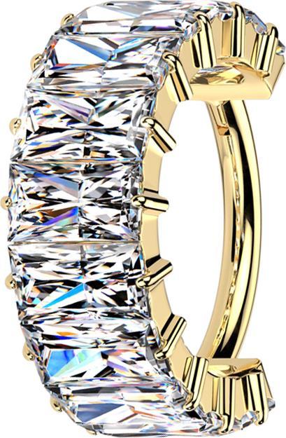 Immagine prodotto Star Piercing Anello micro segmento con cerniera placcato oro con cristalli rettangolari orizzontali argento (Titanio G23, senza ottone)