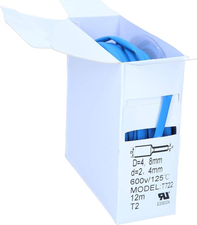 Produktbild Kalitec 12m Schrumpfschlauch blau von 4,8mm auf 2,4mm I 2:1 I Industriequalität vom deutschen Händler (1 x)