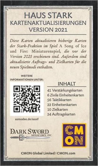 Immagine prodotto Cmon CMND0176 - Song of Ice & Fire: House Stark Card Updates, gioco da tavolo, per 2 giocatori (Tedesco)