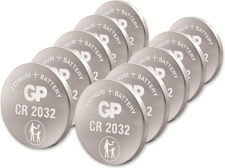 GP Batteries Button cell Lithium CR2032, 10pcs. (10 pcs., CR2032, 220 mAh)