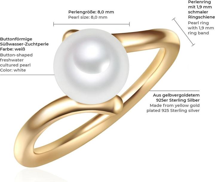 Actual product image Valero Pearls Ladies Sterling Silver Freshwater Cultured Pearl Yellow Gold - 11340 (60, 925 Silver)