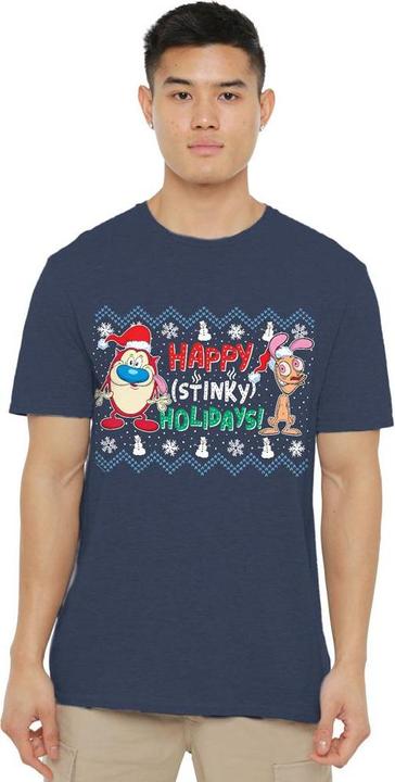 Immagine prodotto Ren & Stimpy Happy Stinky Holidays Maglietta Maglione di Natale Adulto Unisex (L)