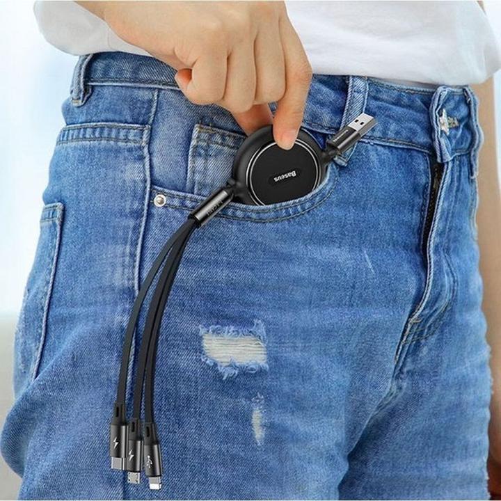 Actual product image Baseus 3in1 extendable cable (1.20 m, USB 3.2 Gen 1)