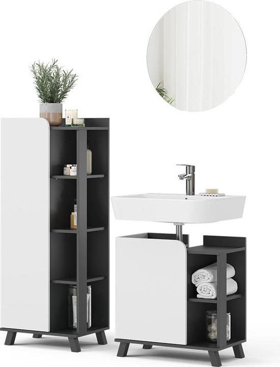 Actual product image Vichy Badmöbel-Set Karen, Anthrazit/Weiss, 3 Teile