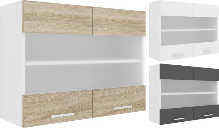 Image du produit VCM Armoire de cuisine Largeur 80 cm Mat Porte en verre Meuble suspendu de cuisine Esilo (60 x 80 x 31 cm)