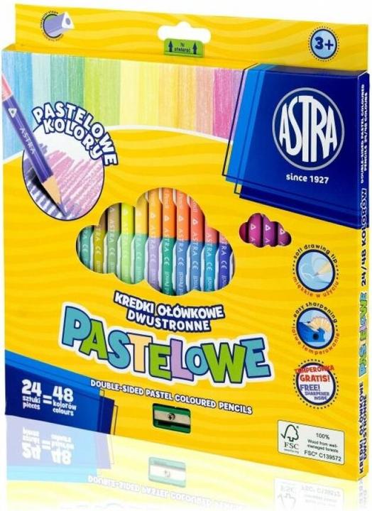 Actual product image Astra Triangular double-sided pastel colour pencils 24=48 (Multicoloured, 48 x)
