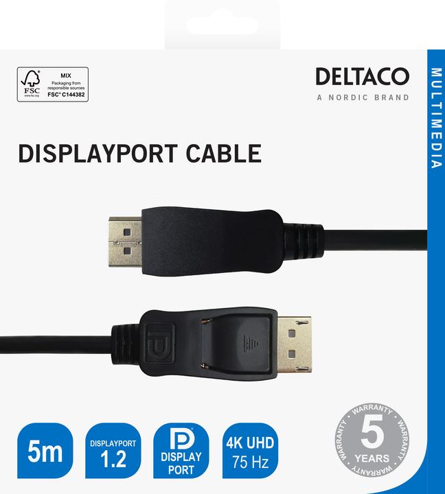 Produktbild Deltaco DisplayPort-Kabel 4K UHD, 21,6 GB (5 m, DisplayPort)