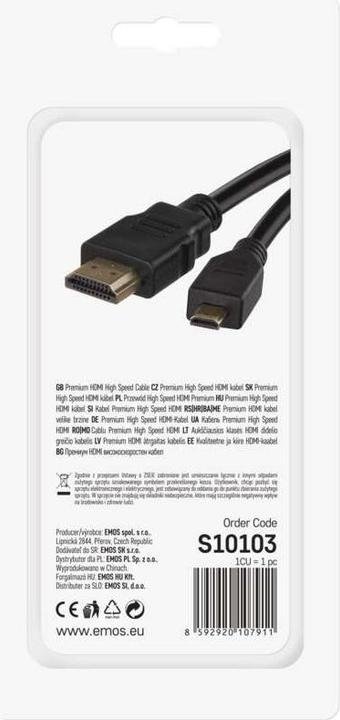 Immagine prodotto Emos Cavo HDMI ad alta velocità 2.0 spina A - spina D 1,5 m (1.50 m, HDMI)