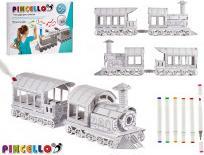 Pincello papier à colorier train avec 6 marqueurs