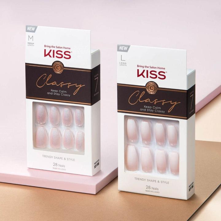 Produktbild KISS Classy (Kunstnägel, Weiss, Rosa)