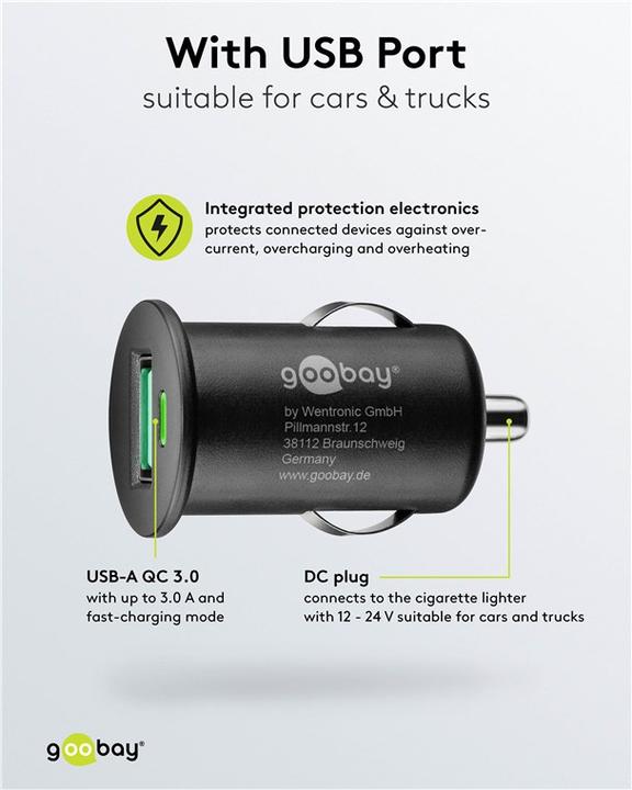 Produktbild Goobay USB-Autoschnellladegerät