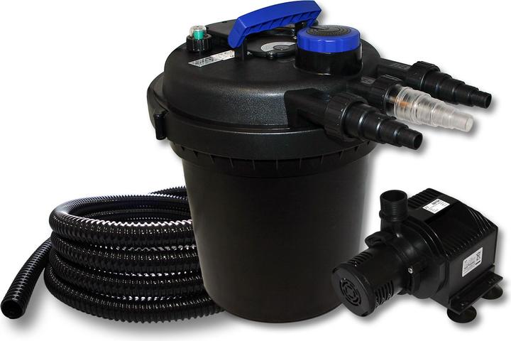 Actual product image Wiltec Pressure Pond Filter Set 6000l 11W UVC Clarifier 25m Hose 65W Pond Pump