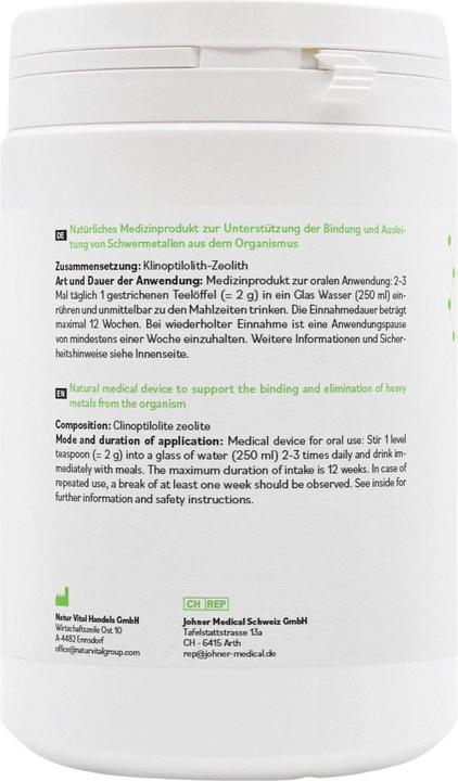Nutritional values and ingredients ZeoBent MED Volcanic Minerals Detox Powder 650 g (1 Piece, 650 g)